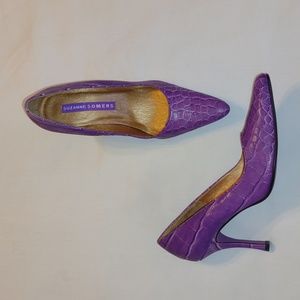 Suzanne Somers Purple Faux Alligator Stiletto Heels